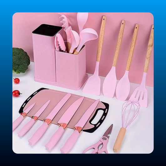 19-Piece Kitchen Knife and Utensil Block Set