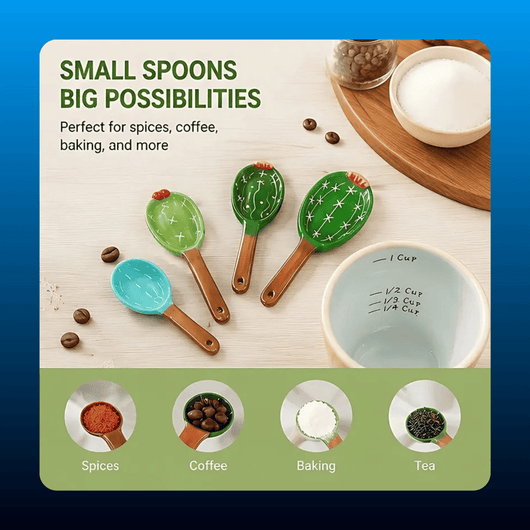 Cactus Measuring Spoons in Pot (4 Piece)