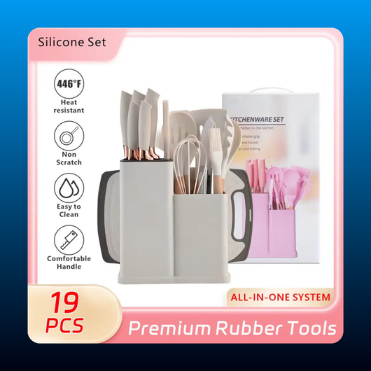 19-Piece Kitchen Knife and Utensil Block Set