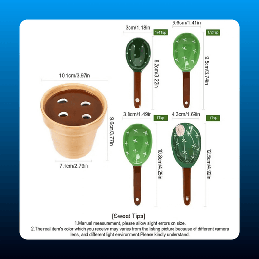 Cactus Measuring Spoons in Pot (4 Piece)
