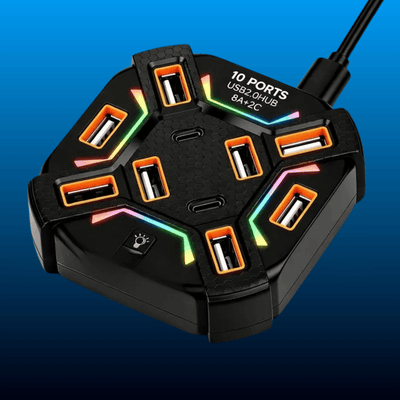 10-Port RGB Gaming USB Hub