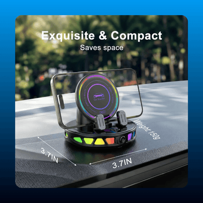 Rotating Wireless Charging Car Phone Holder with RGB