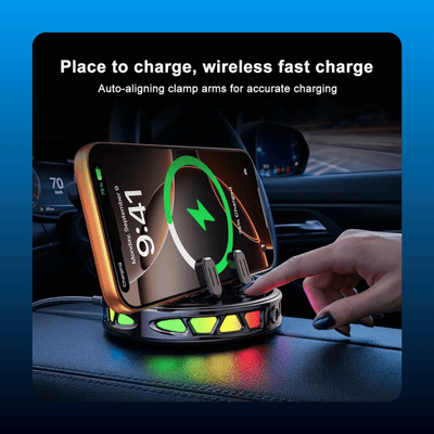 Rotating Wireless Charging Car Phone Holder with RGB