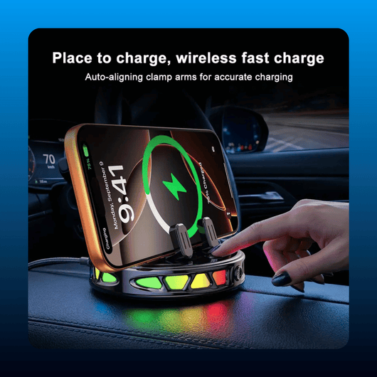 Rotating Wireless Charging Car Phone Holder with RGB