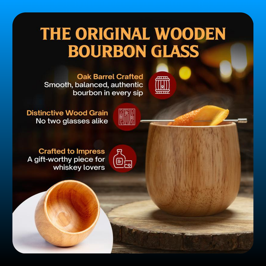 Wooden Whiskey & Bourbon Drinking Glass Tumbler Cup