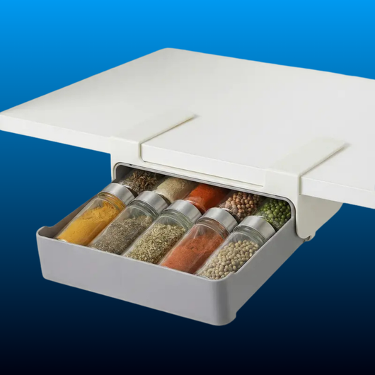 No Drill Hidden Under-Shelf Spice Rack