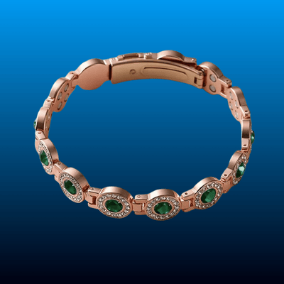 Copper Bracelet with Crystal Inlays