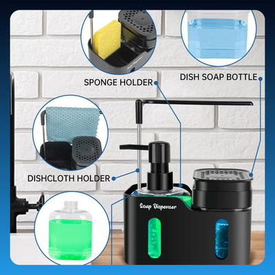 3 in 1 Kitchen Soap Dispenser with Towel Rack