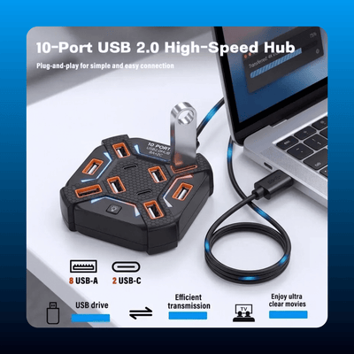 10-Port RGB Gaming USB Hub