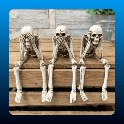 Three Wise Skeleton Shelf Sitter Statue
