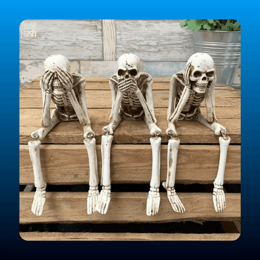 Three Wise Skeleton Shelf Sitter Statue