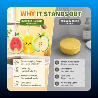 Compressed Fruit Cellulose Sponges (3 Pack)