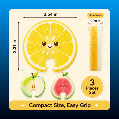 Compressed Fruit Cellulose Sponges (3 Pack)