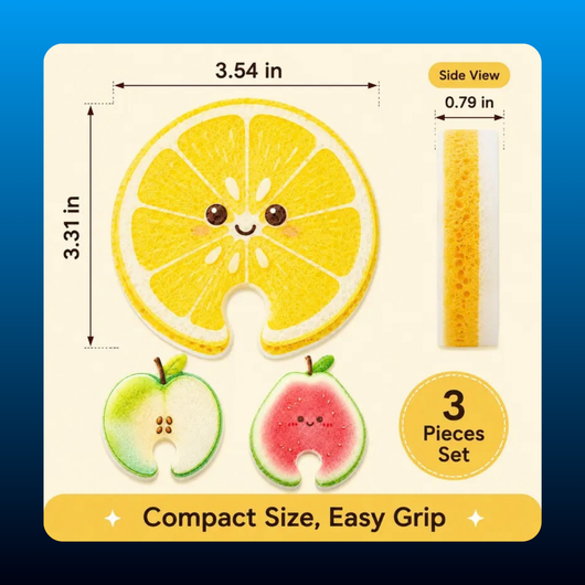 Compressed Fruit Cellulose Sponges (3 Pack)