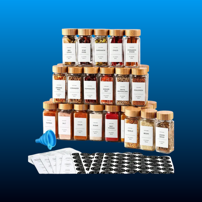 12-Piece Aesthetic Glass Spice Jars Canister Set