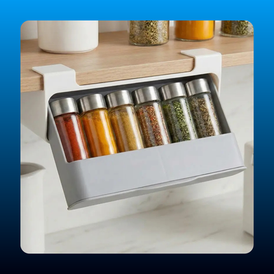 No Drill Hidden Under-Shelf Spice Rack
