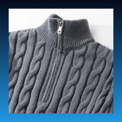 Quarter Zip Knitted Long Sleeve Sweater