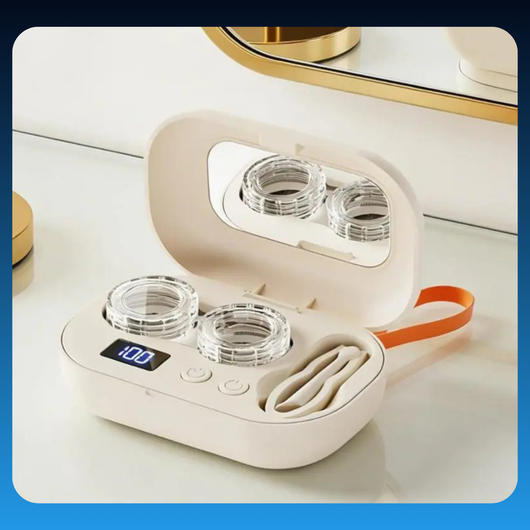 Ultrasonic Rechargeable Contact Lens Cleaner with Vanity Mirror