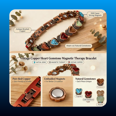 Pure Copper Gemstone Bracelet
