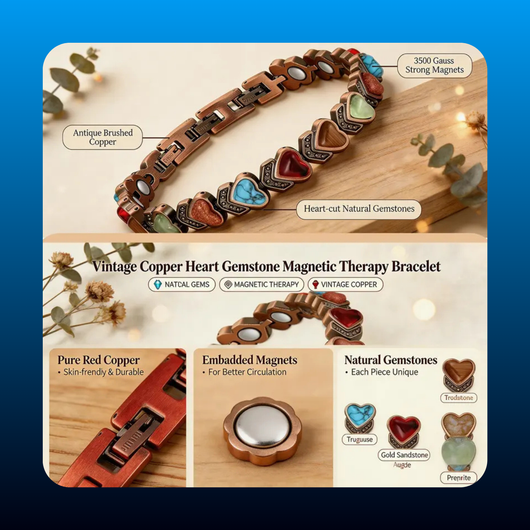 Pure Copper Gemstone Bracelet