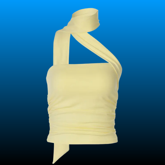 Adjustable Neck Tie Strapless Crop Top