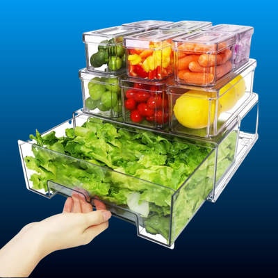 Pack Fridge Organizer Bins with Lids