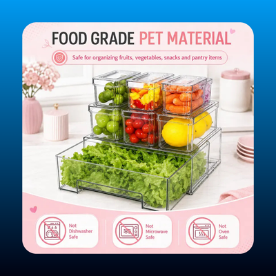 Pack Fridge Organizer Bins with Lids
