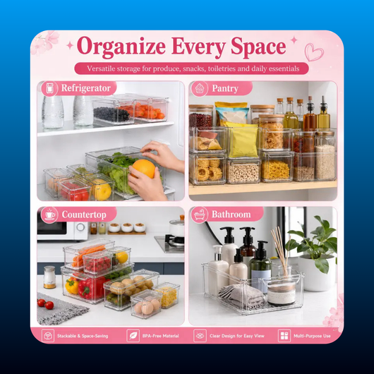 Pack Fridge Organizer Bins with Lids