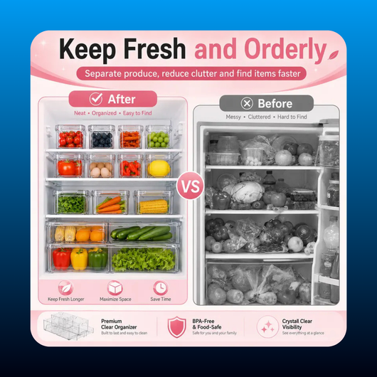 Pack Fridge Organizer Bins with Lids