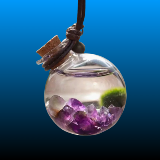 Enchanting Purple Live Marimo Pendant