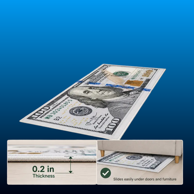 Washable $100 Bill Print Rug