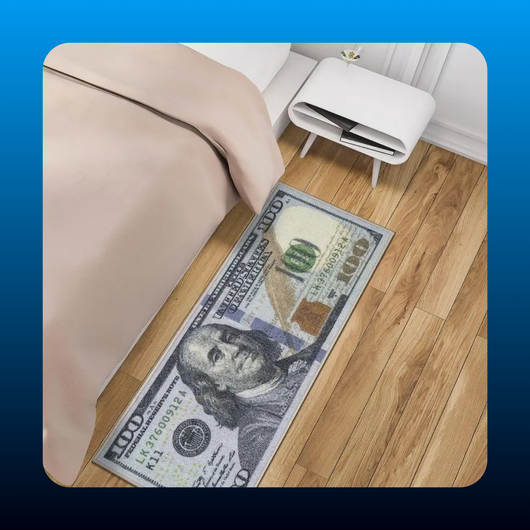 Washable $100 Bill Print Rug