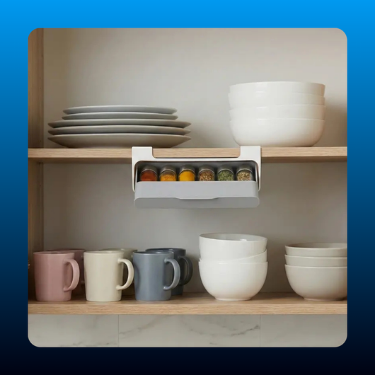 No Drill Hidden Under-Shelf Spice Rack