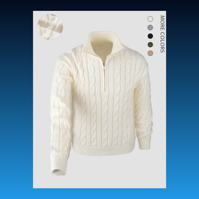 Quarter Zip Knitted Long Sleeve Sweater