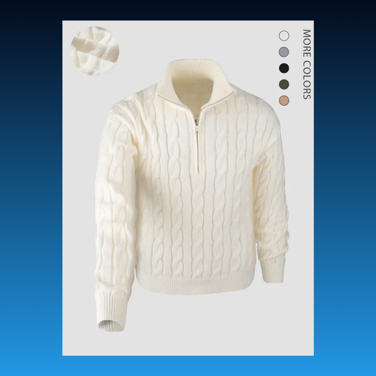 Quarter Zip Knitted Long Sleeve Sweater