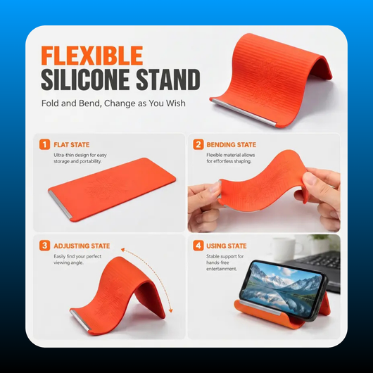 Foldable Silicone-Aluminum Tablet Phone Mount
