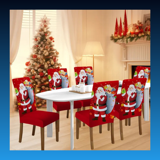 Christmas Santa Print Chair Covers (6 Pack)