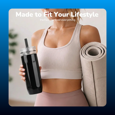 2-in-1 Insulated Vacuum Tumbler with Two Lids