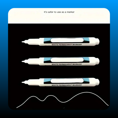 White Permanent Marker Pen (3 Pack)