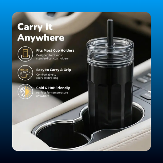 2-in-1 Insulated Vacuum Tumbler with Two Lids
