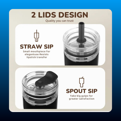 2-in-1 Insulated Vacuum Tumbler with Two Lids