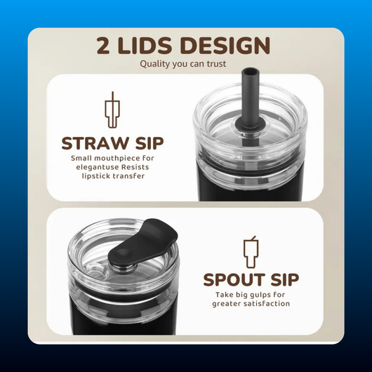 2-in-1 Insulated Vacuum Tumbler with Two Lids