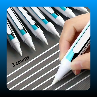 White Permanent Marker Pen (3 Pack)