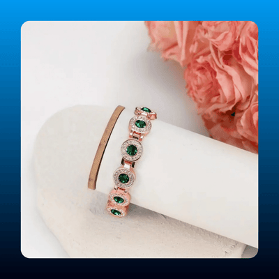 Copper Bracelet with Crystal Inlays