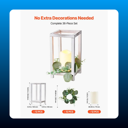 Wooden Lantern Centerpiece Kit (36 Piece)