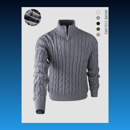 Quarter Zip Knitted Long Sleeve Sweater