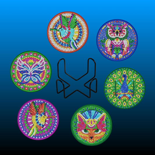 Diamond Painting Coasters with Holder (6 Pack)