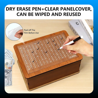 Wooden Savings Challenge Box