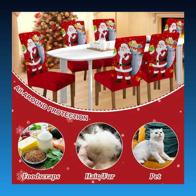 Christmas Santa Print Chair Covers (6 Pack)