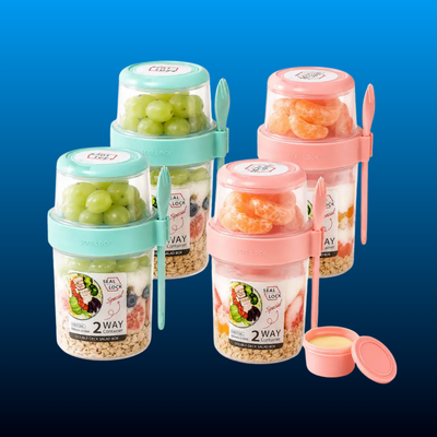 4-Pack 2-Layer Yogurt & Salad Cups with Fork